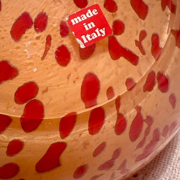 HUGE “MAESTRI VETRAI” Azzurra Italy Animal Print Vase Bright Orange Yellow, Red - Picture 9 of 14